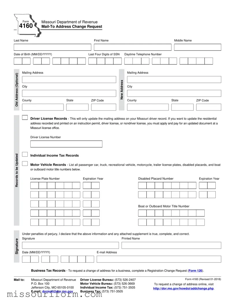 Fill in a Valid Missouri 4160 Form