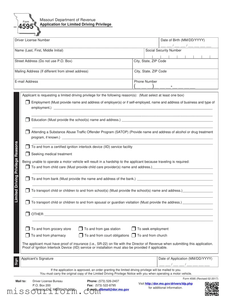 Fill in a Valid Missouri 4595 Form
