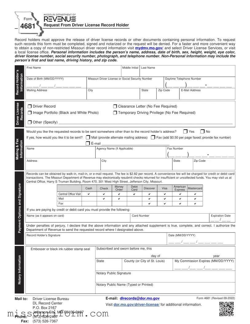 Fill in a Valid Missouri 4681 Form