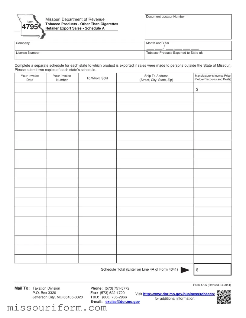 Fill in a Valid Missouri 4795 Form