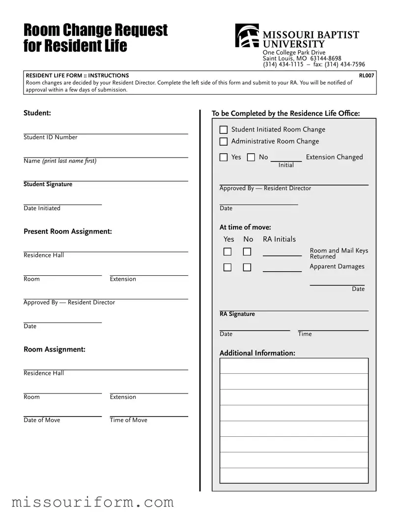 Fill in a Valid Missouri Baptist University Rl007 Form