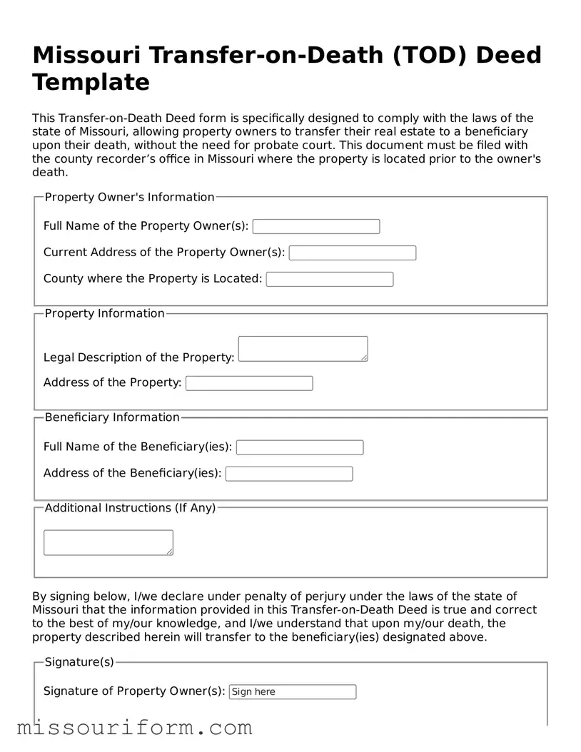 Attorney-Approved  Transfer-on-Death Deed Document for Missouri