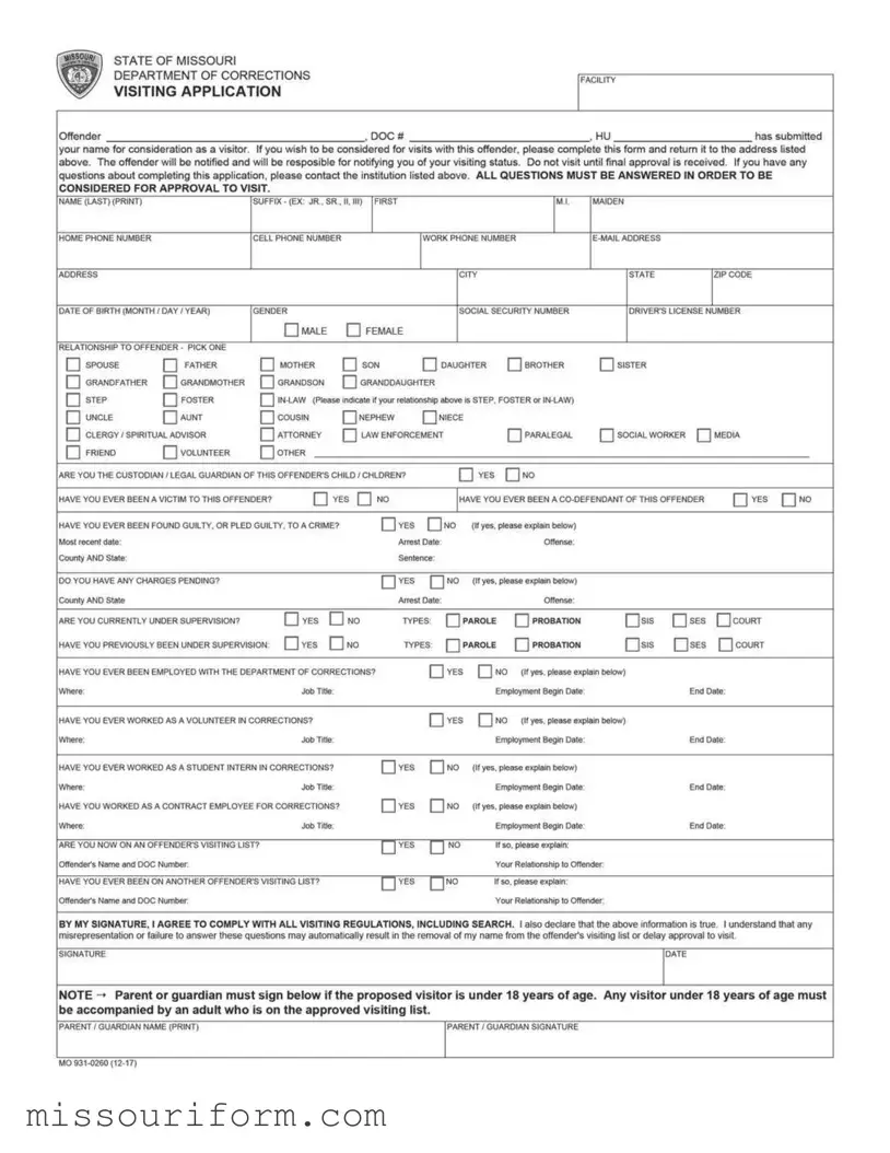 Fill in a Valid Missouri Dept Of Corrections Form