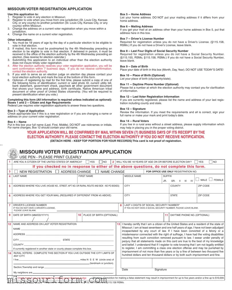 Fill in a Valid Missouri Voter Registration Application Form
