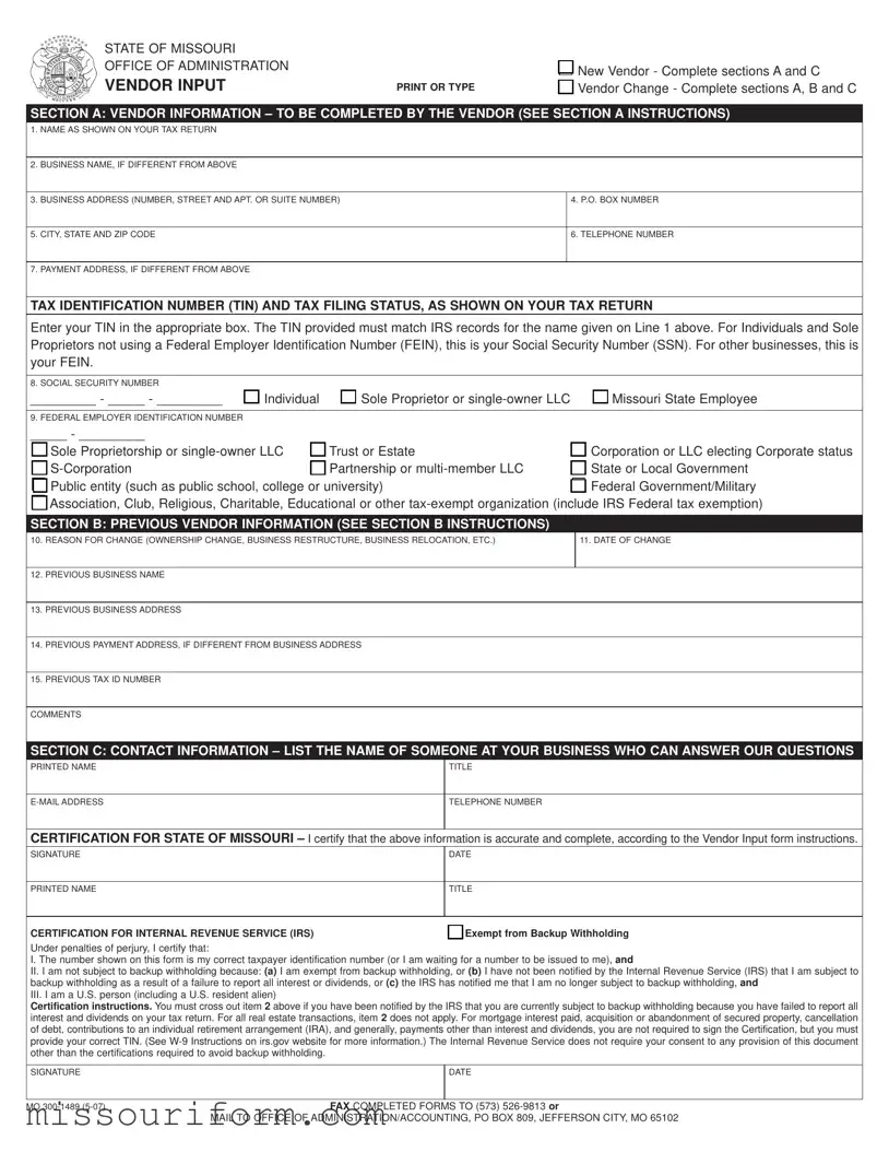 Fill in a Valid Mo 300 1489 Form