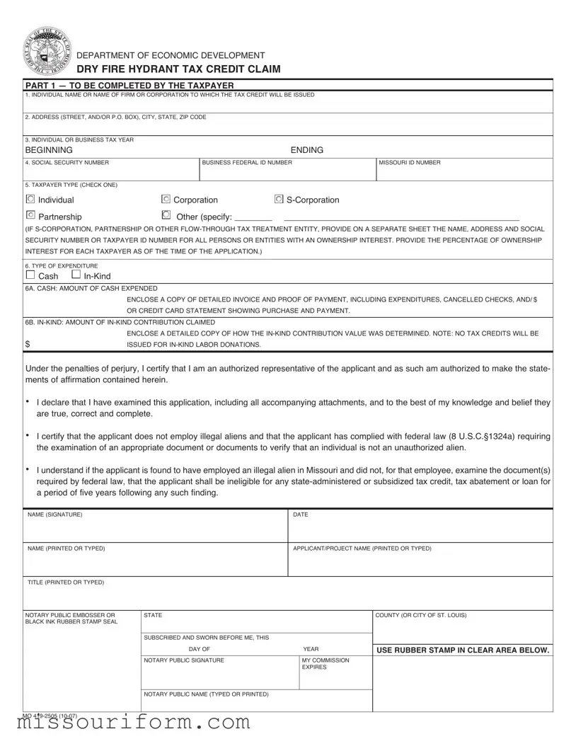 Fill in a Valid Mo 419 2505 Form