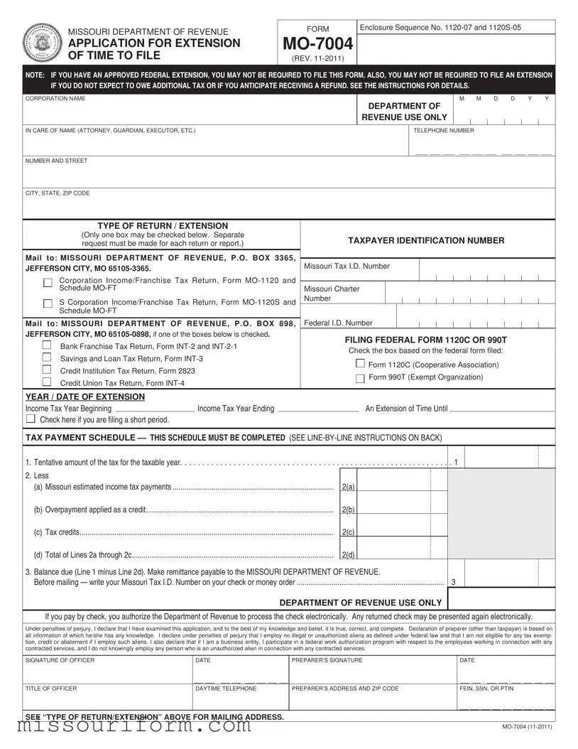 Fill in a Valid Mo 7004 Form
