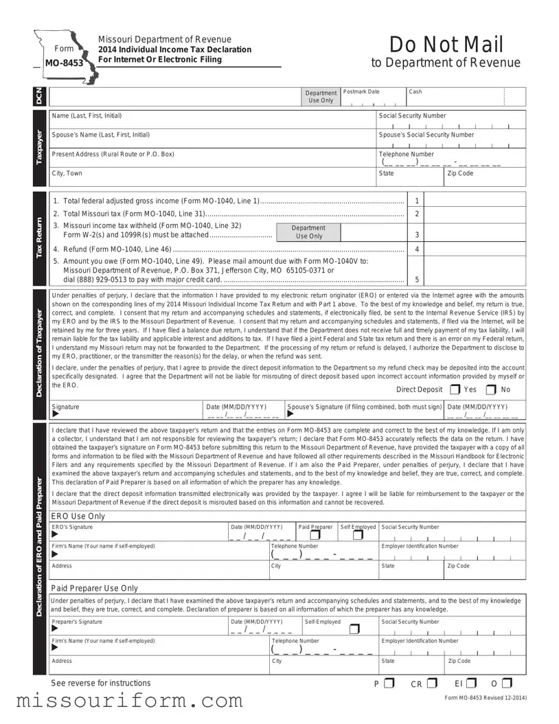 Fill in a Valid Mo 8453 Form
