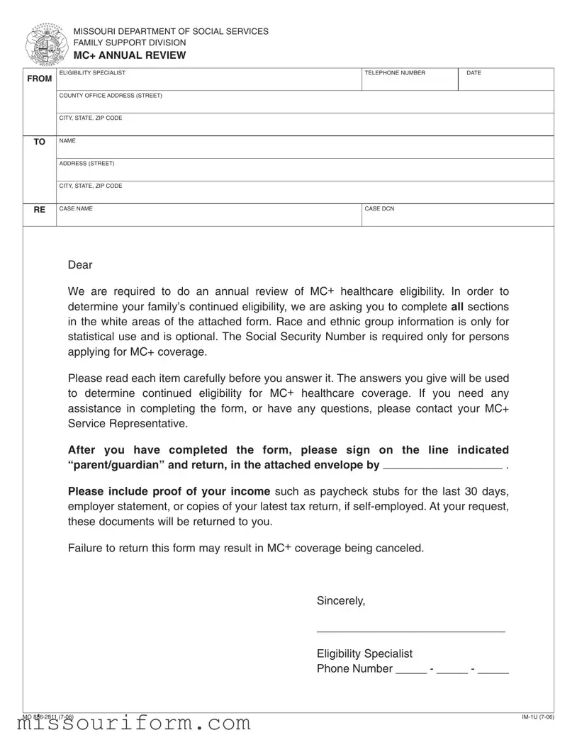 Fill in a Valid Mo 886 2811 Form