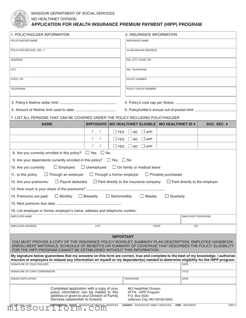Fill in a Valid Mo 886 3565 Form