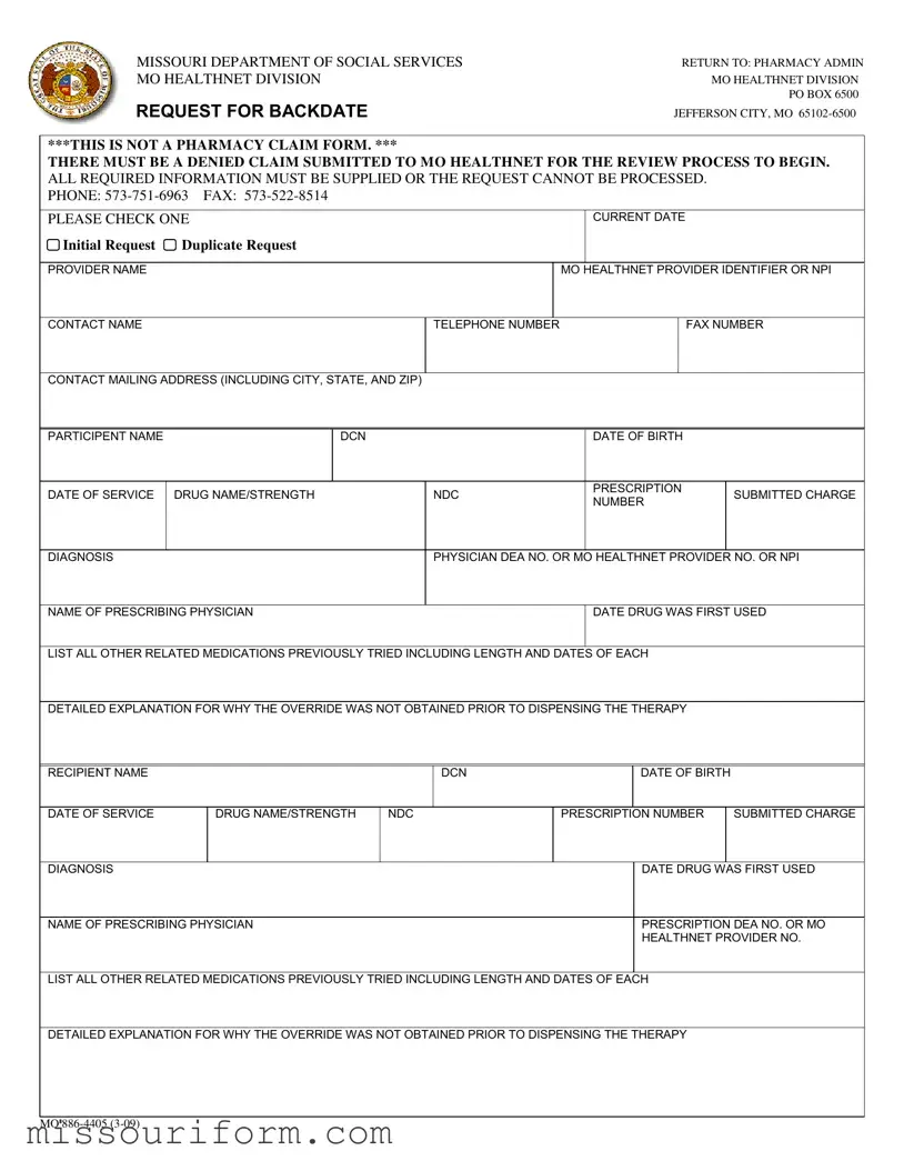 Fill in a Valid Mo 886 4405 Form
