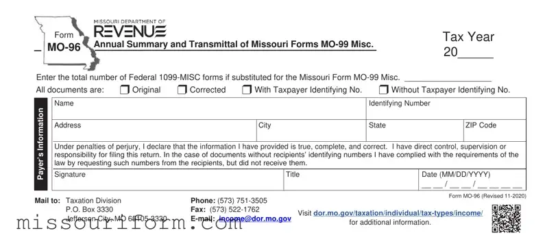 Fill in a Valid Mo 96 Form