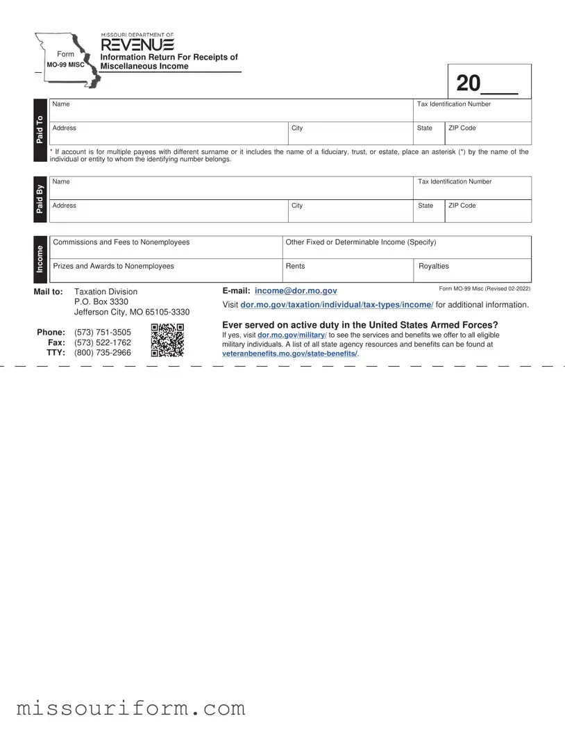 Fill in a Valid Mo 99 Misc Form