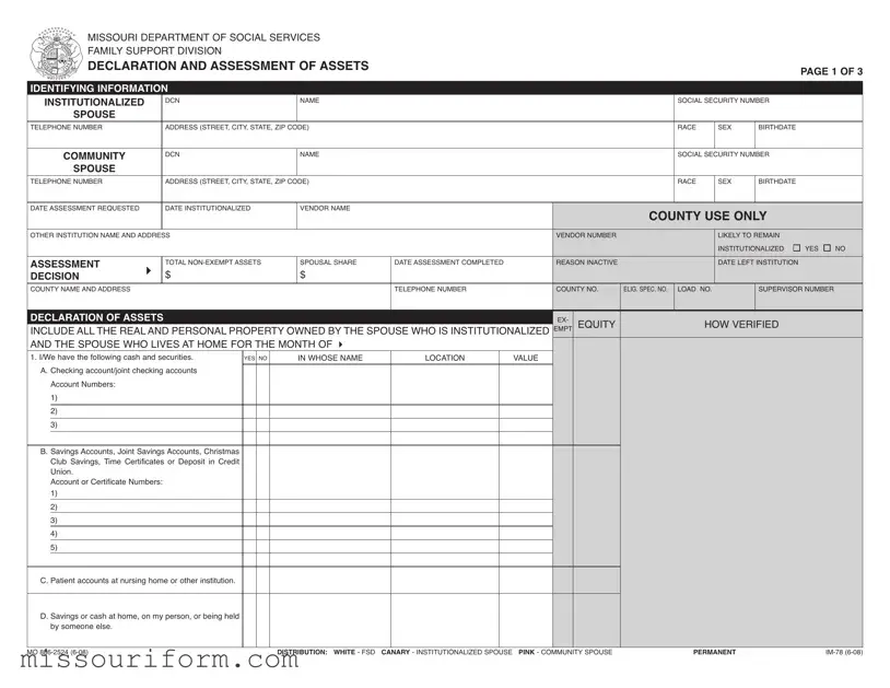 Fill in a Valid Mo Assets Form