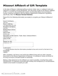 Attorney-Approved  Affidavit of Gift Document for Missouri