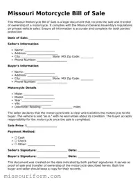 Attorney-Approved  Motorcycle Bill of Sale Document for Missouri