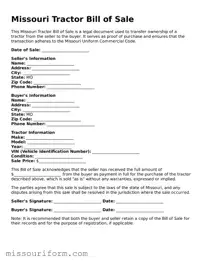 Attorney-Approved  Tractor Bill of Sale Document for Missouri