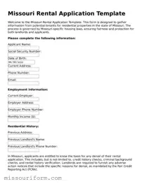 Attorney-Approved  Rental Application Document for Missouri