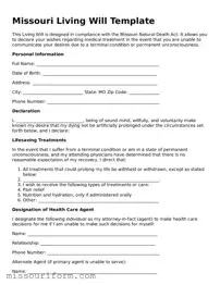 Attorney-Approved  Living Will Document for Missouri