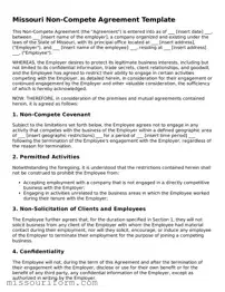 Attorney-Approved  Non-compete Agreement Document for Missouri