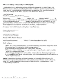 Attorney-Approved  Notary Acknowledgement Document for Missouri