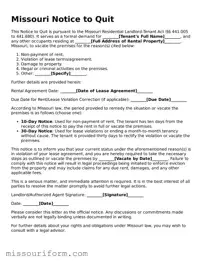 Attorney-Approved  Notice to Quit Document for Missouri