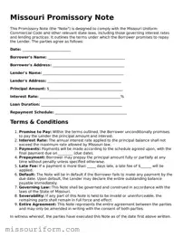 Attorney-Approved  Promissory Note Document for Missouri