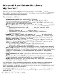 Attorney-Approved  Real Estate Purchase Agreement Document for Missouri