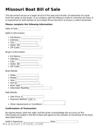 Attorney-Approved  Boat Bill of Sale Document for Missouri